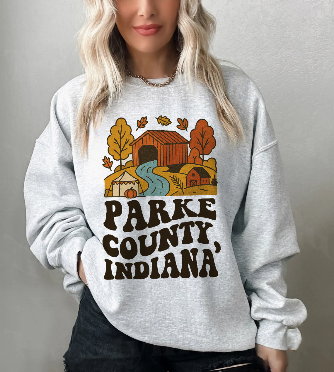 Covered Bridge Graphic Crewneck